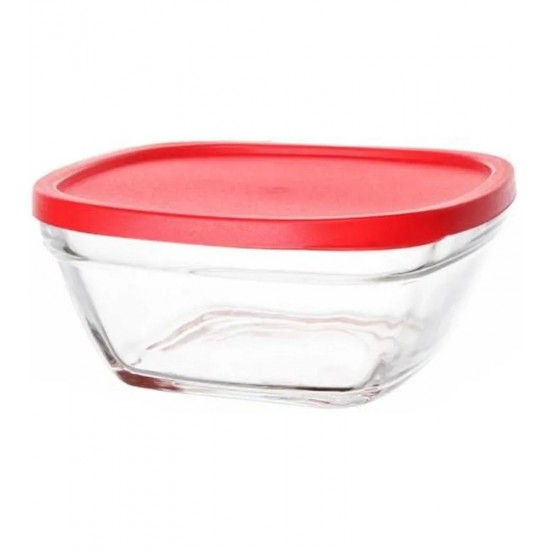 Porta Mantimento 670ml Foodlock Em Vidro Com Tampa Plastica Vermelha